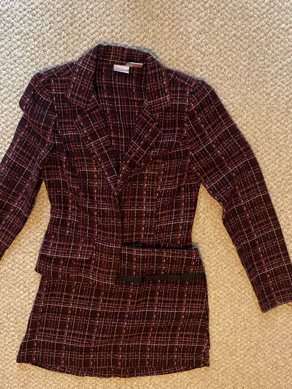 Xhilaration Burgundy Plaid Tailored Blazer